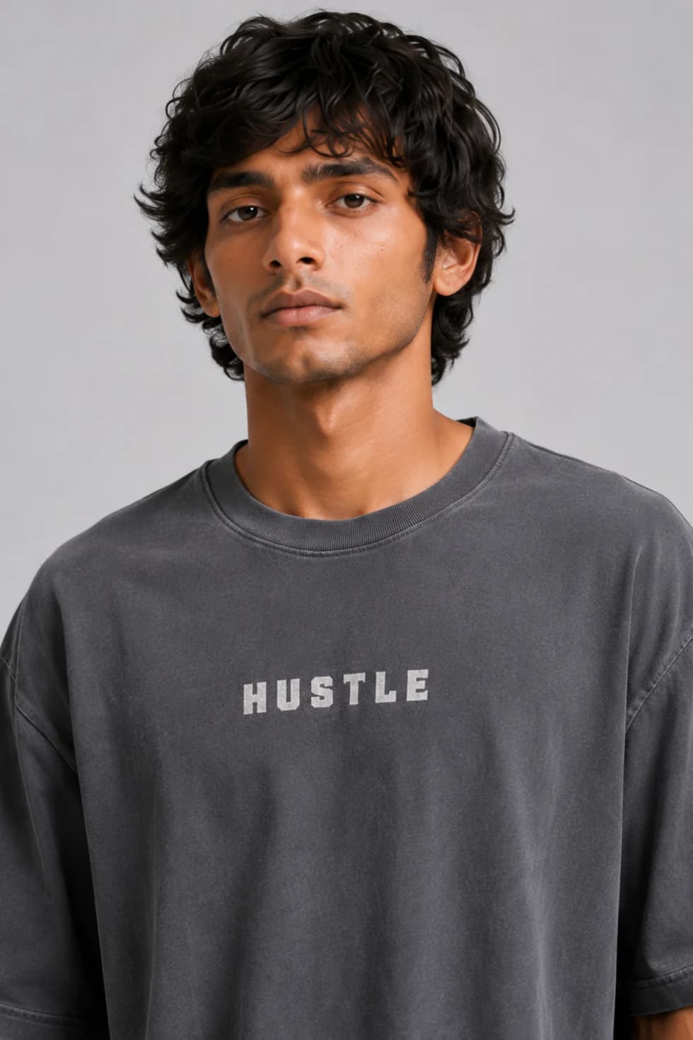 HUSTLE Men's Oversized T-Shirt - Gray